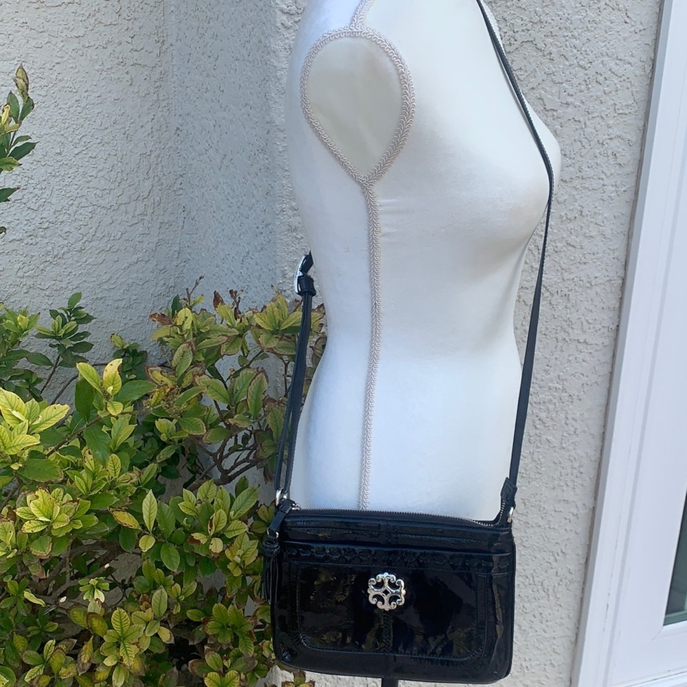 💚Brighton Small Black Patent Crossbody Purse